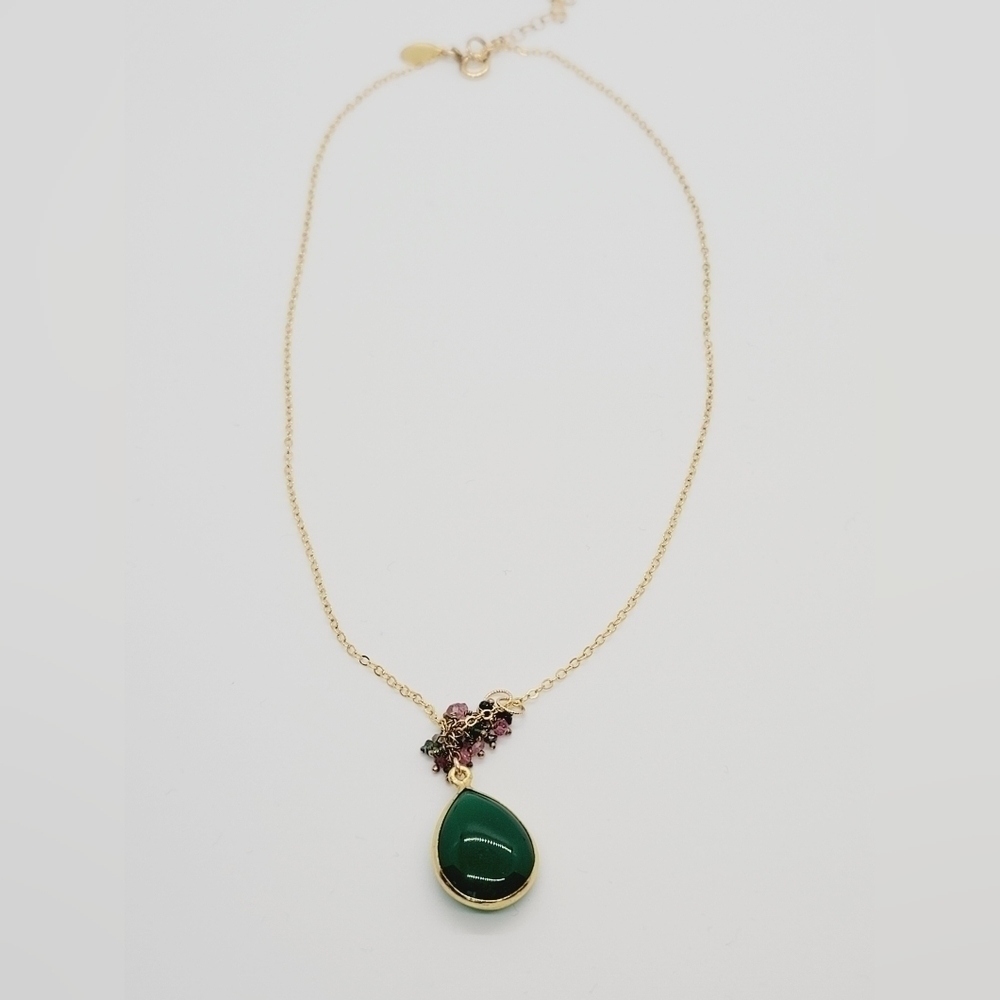 Athena gold plated emerald necklace